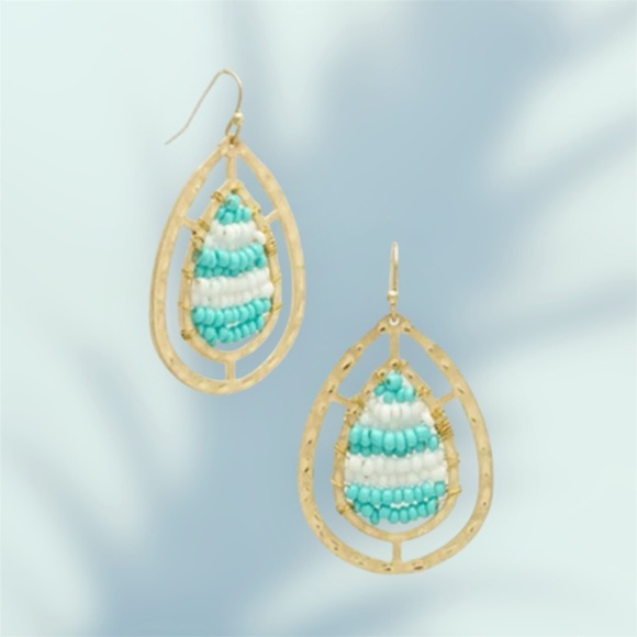 Elan Jewelry - Elan Gold and Aqua Teardrop Earrings